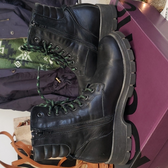 Bueno Rage Black Combat Boots, Genuine Leather, Size 39 - Picture 6 of 8